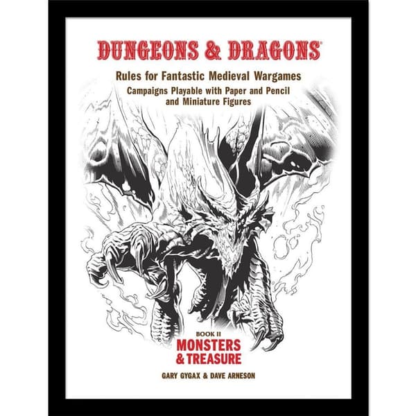 Dungeons & Dragons Monsters & Treasure Framed Poster White/Black/Red 40cm x 30cm