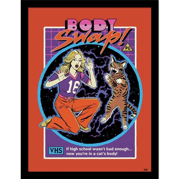 Steven Rhodes Body Swap Framed Poster Purple/Orange 40cm x 30cm