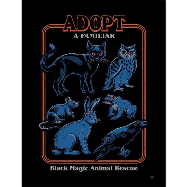 Steven Rhodes Adopt A Familiar Framed Poster Black/Blue/Orange 40cm x 30cm