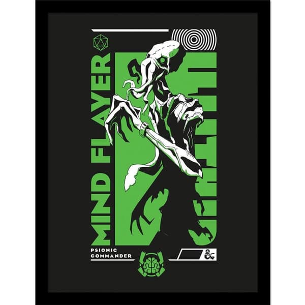 Dungeons & Dragons Mind Flayer Framed Poster Black/Green/White 40cm x 30cm