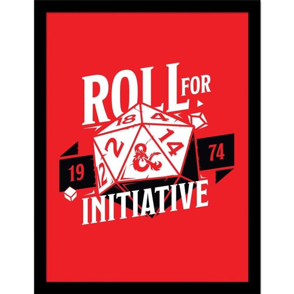 Dungeons & Dragons Roll For Initiative 1974 Inramad affisch Red/White/Black 40cm x 30cm
