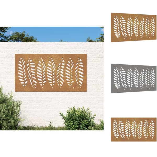 Plakater, prints & vægkunst - Living udendørs vægdekoration 105x55 cm bladdesign cortenstål