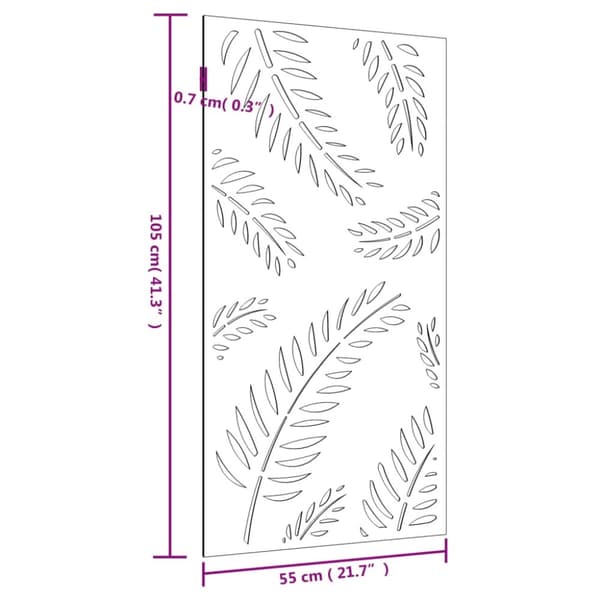 Affischer, tryck & konstverk - Living Väggdekoration 105x55 cm rosttrögt stål bladdesign