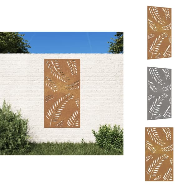 Affischer, tryck & konstverk - Living Väggdekoration 105x55 cm rosttrögt stål bladdesign