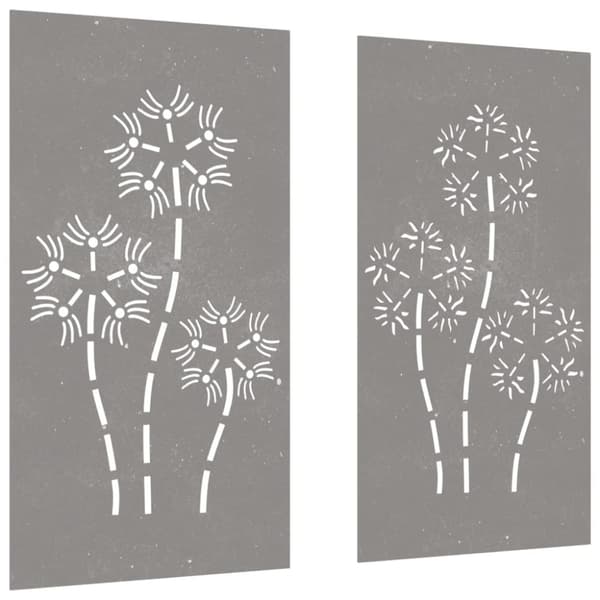 Affischer, tryck & konstverk - Living Väggdekorationer 2 delar 105x55cm rosttrögt stål blomdesign