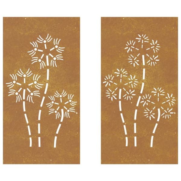Affischer, tryck & konstverk - Living Väggdekorationer 2 delar 105x55cm rosttrögt stål blomdesign