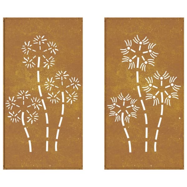 Affischer, tryck & konstverk - Living Väggdekorationer 2 delar 105x55cm rosttrögt stål blomdesign