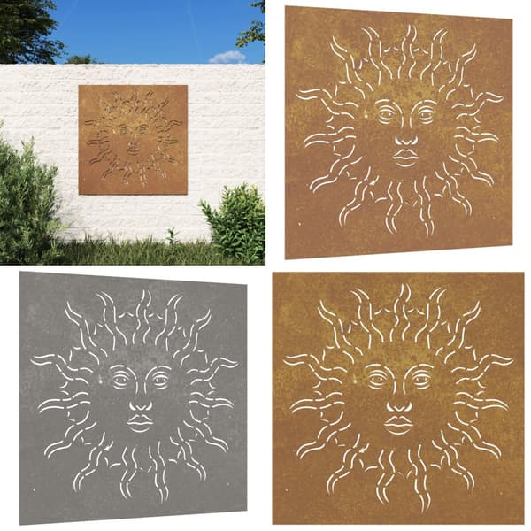Puutarhaseinäkoriste 55x55 cm corten teräs aurinkokuvio - Puutarhaseinäkoriste - Puutarhaseinäkoristeet - Home & Living