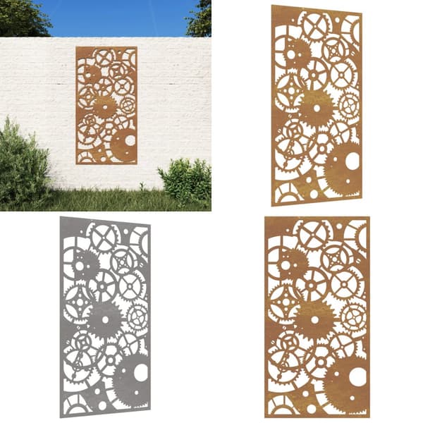 Puutarhaseinäkoriste 105x55 cm corten teräs rataskuvio - Puutarhaseinäkoriste - Puutarhaseinäkoristeet - Home & Living