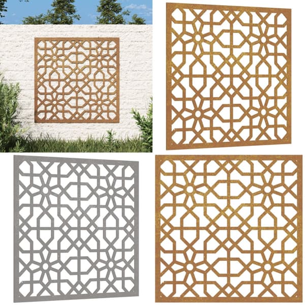 Puutarhaseinäkoriste 55x55 cm corten teräs Maurikuvio - Puutarhaseinäkoriste - Puutarhaseinäkoristeet - Home & Living