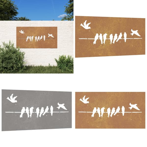 Udendørs vægdekoration 105x55 cm fugledesign cortenstål - Havedekoration - Havedekorationer - Home & Living