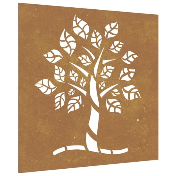 Puutarhaseinäkoriste 55x55 cm corten teräs puukuvio - Puutarhaseinäkoriste - Puutarhaseinäkoristeet - Home & Living