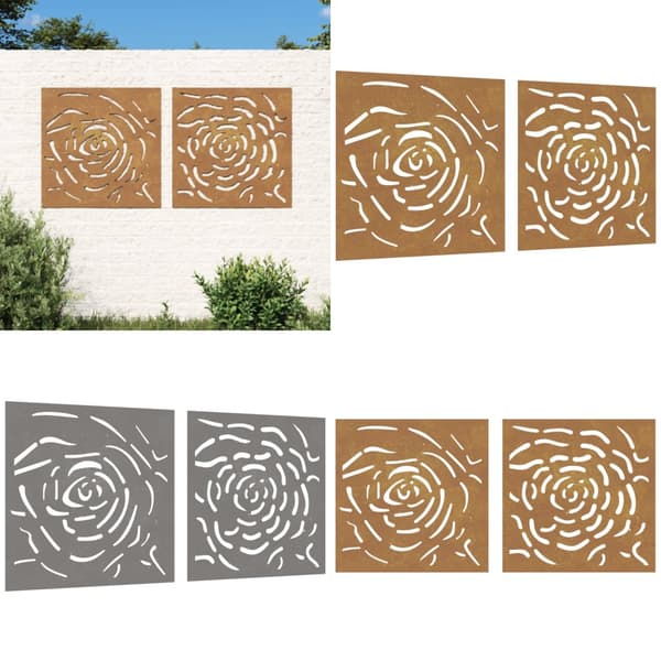 Puutarhaseinäkoristeet 2 kpl 105x55 cm corten teräs ruusukuvio - Puutarhaseinäkoriste - Puutarhaseinäkoristeet - Home & Living