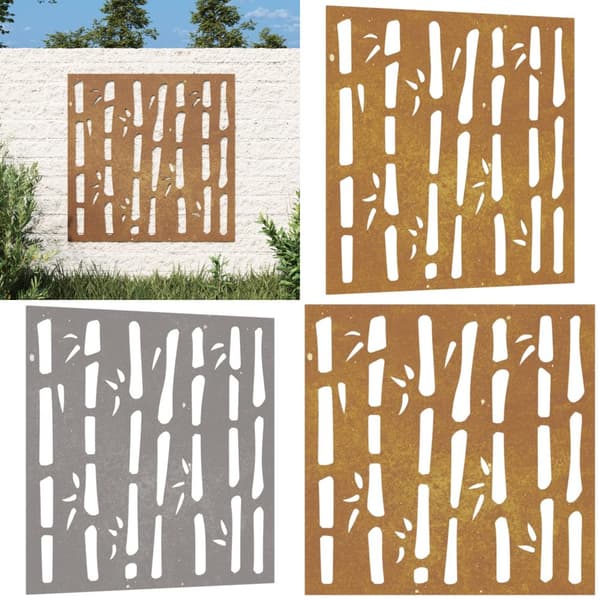 Puutarhaseinäkoriste 55x55 cm corten teräs bambukuvio - Puutarhaseinäkoriste - Puutarhaseinäkoristeet - Home & Living