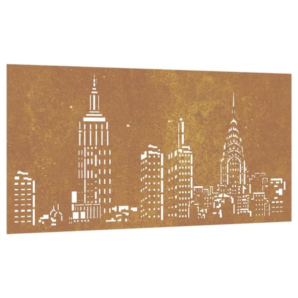 Puutarhaseinäkoriste 105x55 cm corten teräs kaupunkikuvio - Puutarhaseinäkoriste - Puutarhaseinäkoristeet - Home & Living