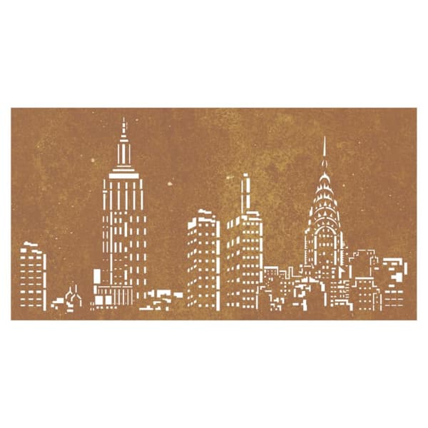 Puutarhaseinäkoriste 105x55 cm corten teräs kaupunkikuvio - Puutarhaseinäkoriste - Puutarhaseinäkoristeet - Home & Living
