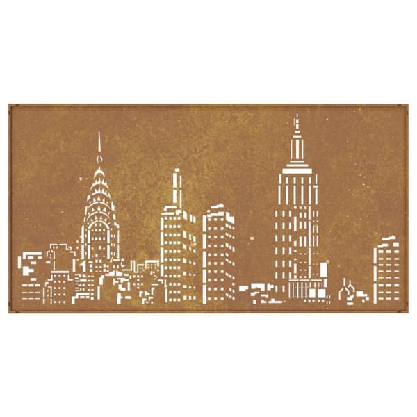 Puutarhaseinäkoriste 105x55 cm corten teräs kaupunkikuvio - Puutarhaseinäkoriste - Puutarhaseinäkoristeet - Home & Living