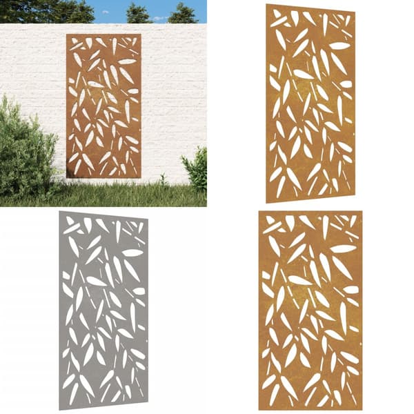 Puutarhaseinäkoriste 105x55 cm corten teräs bambunlehtikuvio - Puutarhaseinäkoriste - Puutarhaseinäkoristeet - Home & Living