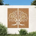 Pikkukuva 2 / 9: Puutarhaseinäkoristeet 2 kpl 105x55 cm corten teräs puukuvio - Puutarhaseinäkoriste - Puutarhaseinäkoristeet - Home & Living