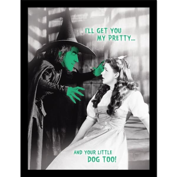 The Wizard Of Oz I´ll Get You My Pretty Framed Poster Black/White/Green 40cm x 30cm