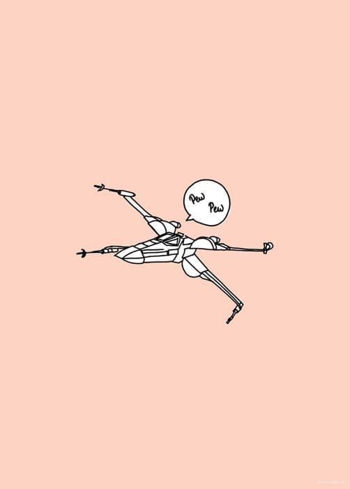 Affisch - Sanders &amp; Sanders - Star Wars - 50 x 70 cm - Rosa - Väggdekoration