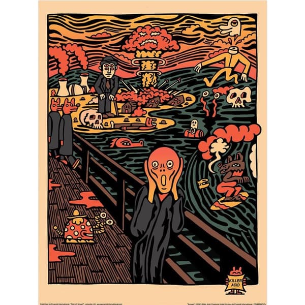Killer Acid Scream Print Orange/Blue/Brown 40cm x 30cm