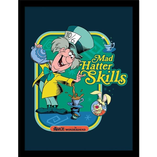 Disney Storybook Time Mad Hatter Skills Framed Poster Blue/Green/Yellow 40cm x 30cm