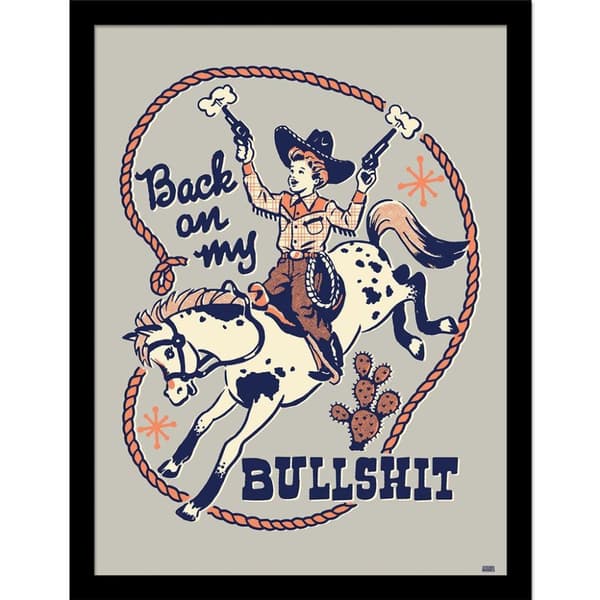 Steven Rhodes Back On My Bullshit Framed Poster Blue/Orange/White 40cm x 30cm