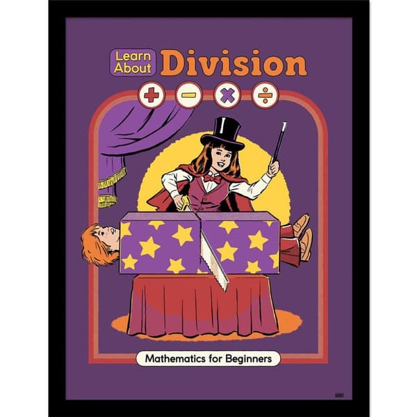 Steven Rhodes Learn About Division Framed Poster Purple 40cm x 30cm