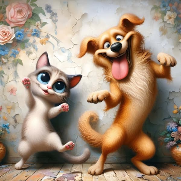 Katt och hund roliga Affisch 30×40 CM