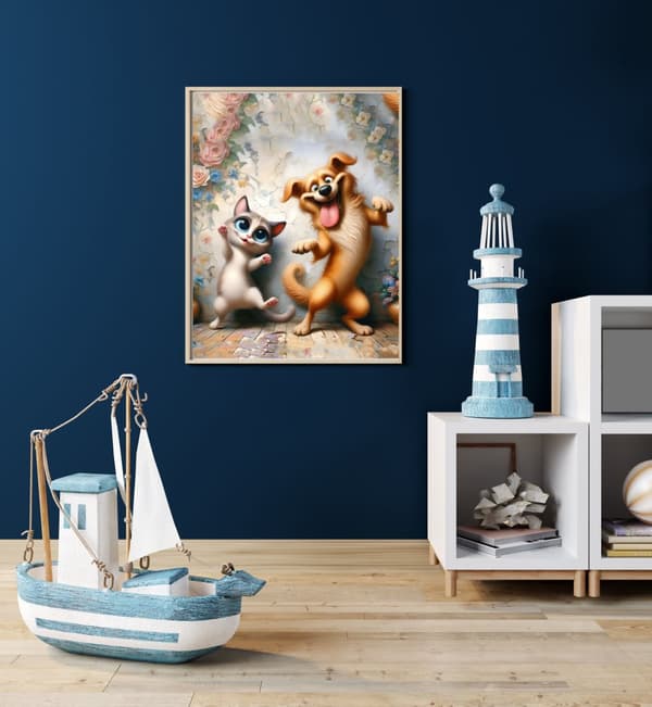 Katt och hund roliga Affisch 30×40 CM