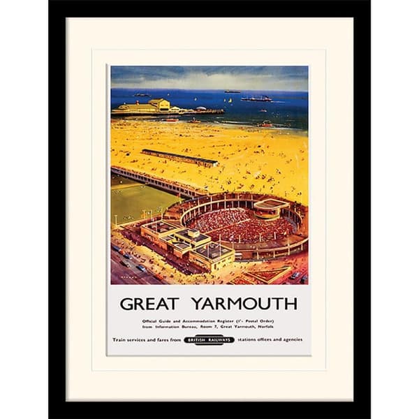 British Railways Great Yarmouth Marina Open Air Theatre By Bagley Mounted Print White/Orange/Blue 40cm x 30cm