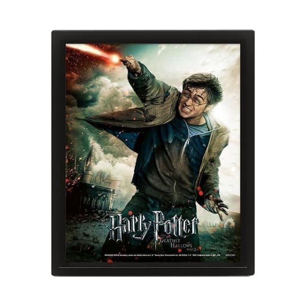 Harry Potter And The Deathly Hallows Expelliarmus Framed 3D Print Multicoloured 10in x 8in