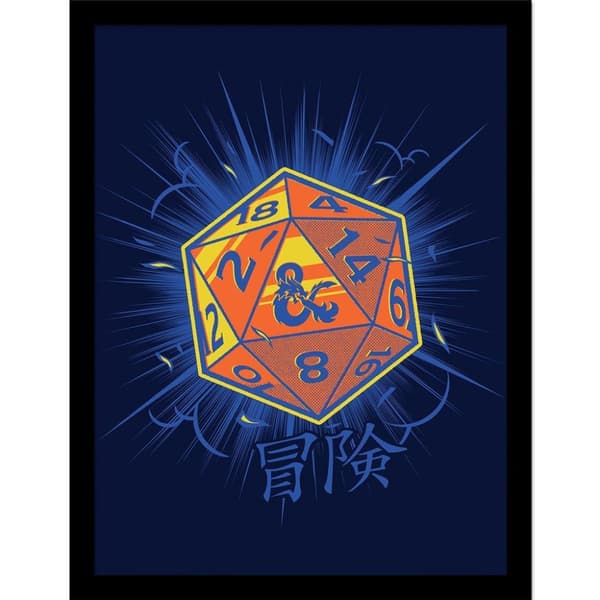 Dungeons & Dragons Orange Die Framed Poster Multicoloured 40cm x 30cm