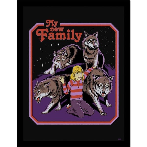 Steven Rhodes My New Family Framed Poster Purple/Red 40cm x 30cm