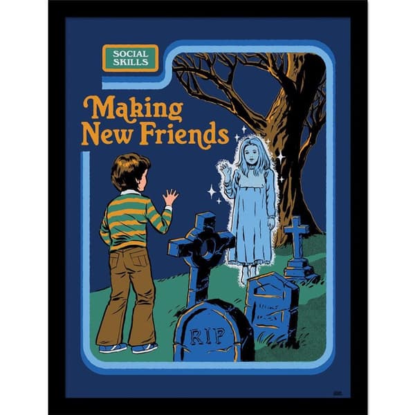 Steven Rhodes Making New Friends Framed Poster Blue/Orange 40cm x 30cm