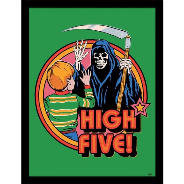 Steven Rhodes High Five Framed Poster Green/Red/Yellow 40cm x 30cm