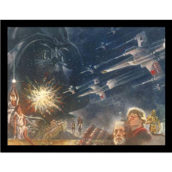 Star Wars A New Hope Scene Inramad affisch Blue/Brown 40cm x 30cm