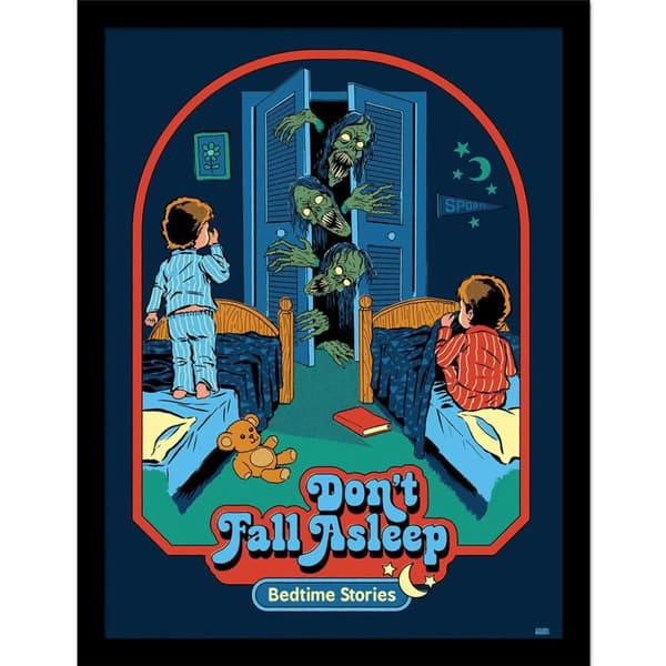 Steven Rhodes Don´t Fall Asleep Framed Poster Multicoloured 40cm x 30cm