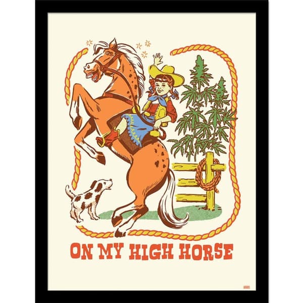 Steven Rhodes On My High Horse Framed Poster Orange/Sand 40cm x 30cm