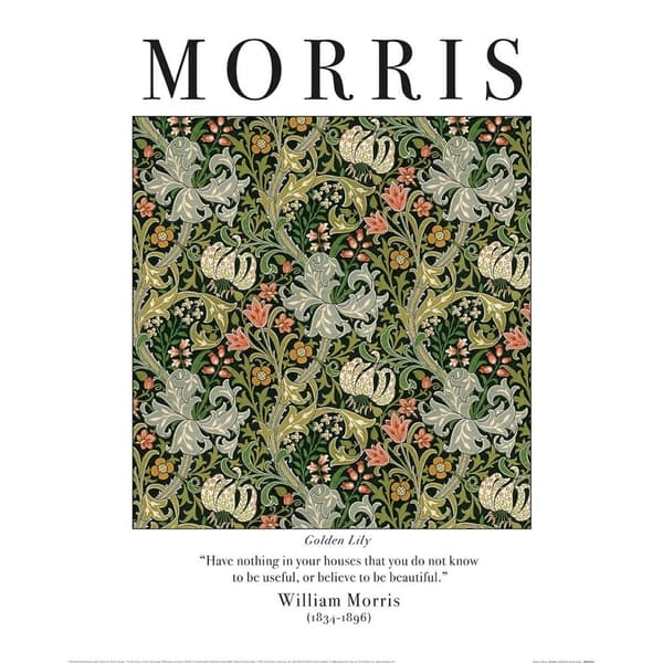 William Morris Golden Lily Print Green 40cm x 50cm