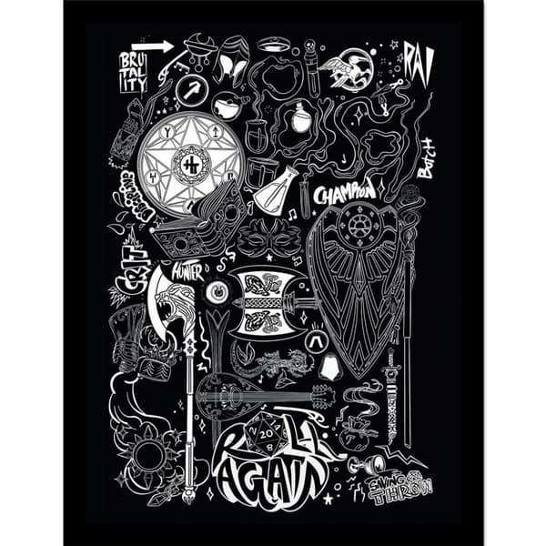 Dungeons & Dragons Roll Again Inramad Poster Black/White 40cm x 30cm