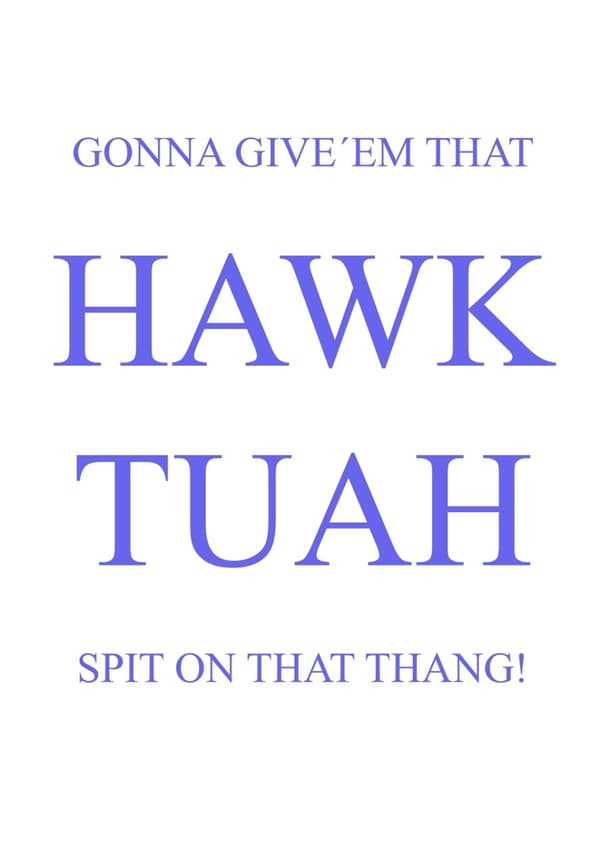 A3 Print - HAWK TUAH - SPIT ON THAT THANG - Blå text