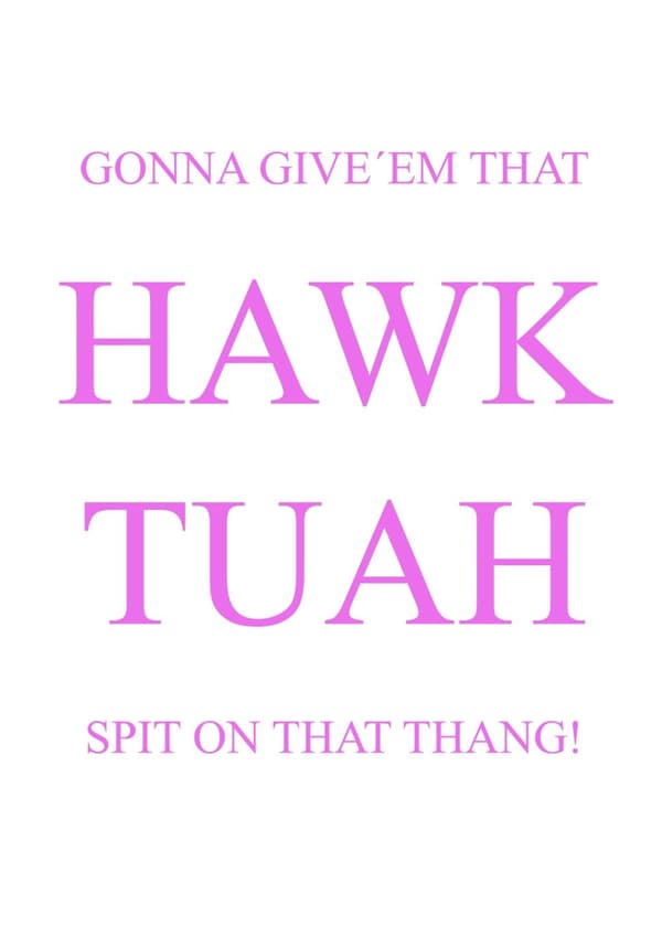 A3 Print - HAWK TUAH - SPIT ON THAT THANG - Rosa text