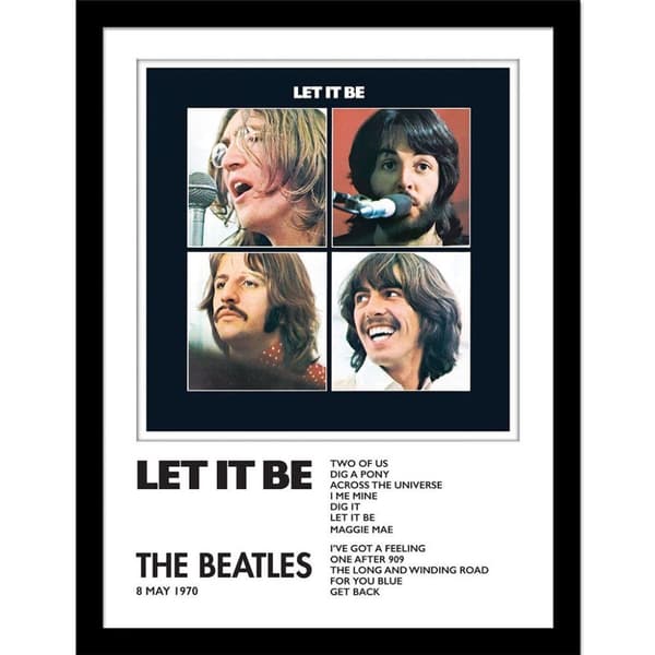 The Beatles Let It Be Framed Print White/Black 40cm x 30cm