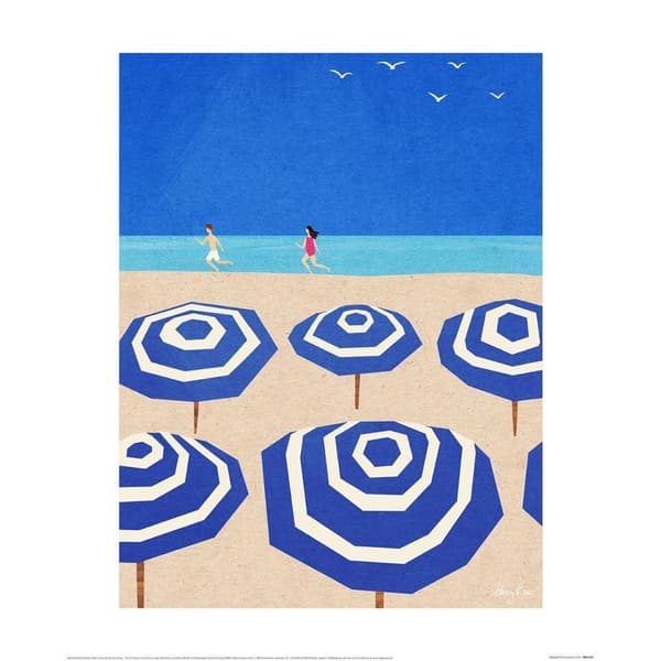 Henry Rivers Parasol Print Blue/White 50cm x 40cm