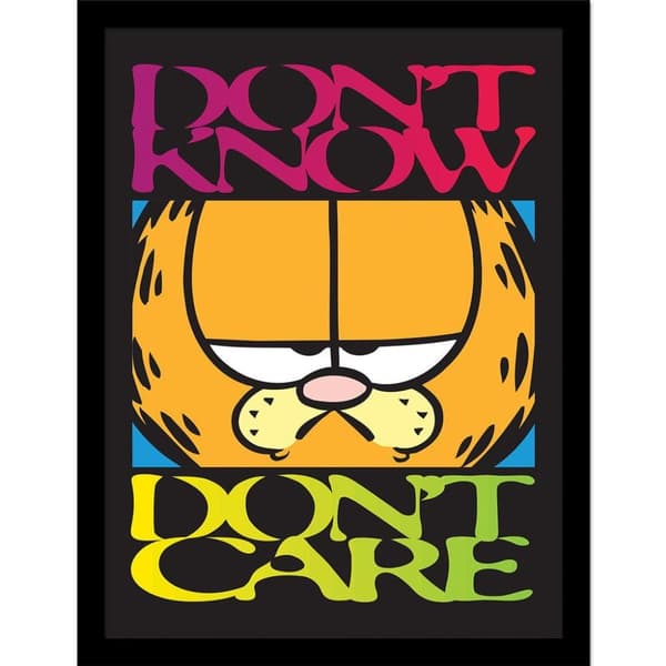 Garfield Don´t Know Don´t Care Framed Poster Black/Yellow/Pink 40cm x 30cm