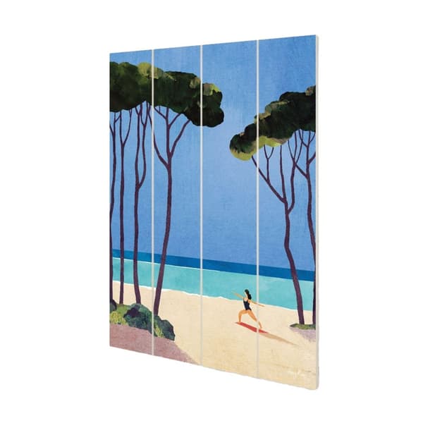 Henry Rivers Yoga Girl Plaque Blue/Beige 59cm x 40cm x 1.2cm