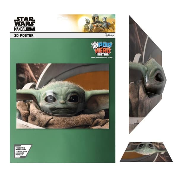 Star Wars The Mandalorian Pop Heads 3D Grogu Poster Green 44cm x 31.2cm