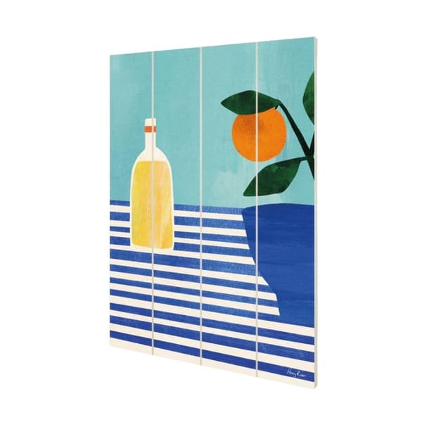 Henry Rivers Orange Juice Wood Plaque Blue/White 59cm x 40cm x 1.2cm